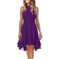 thumbnail image 1 of XDZJLR Womens Dresses formal Solid Halter Neck Button Chiffon Splice A Line Skirt, 1 of 5