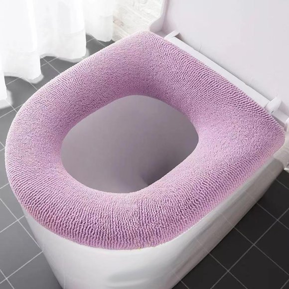 Thickened Knitted Toilet Seat Cover - Washable, Non-Slip Design, Warm Cushion for Winter, Acrylic Material, Fits Standard Toilets