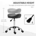 thumbnail image 4 of HOMCOM Tabouret Selle en Cuir PU Hauteur Réglable Chaise de Salon à Roulettes Gris, 4 of 10