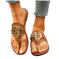 thumbnail image 4 of Gspmoly Sandales à Enfiler pour Femmes, Sandales de Plage Pantoufles Décontractées de Mode pour Femmes Printemps Nouvelles Unies à Bout Rond Femmes Brun 37, 4 of 6