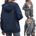 thumbnail image 1 of Femmes Veste à Capuche Cordon Imperméable Randonnée Pluie Veste Outwear Sport en Plein Air Veste Manteau, 1 of 7