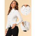 thumbnail image 2 of INSPIRE CHIC Women's Point Collar Long Sleeve Button Shirt White S, 2 of 5