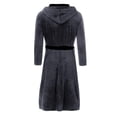 thumbnail image 4 of Innerwin Bath Robes Hoodie Men's Wrap Robe Winter Long Sleeve Soft Dressing Gown Gray Black L, 4 of 6