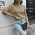 thumbnail image 4 of Qertyioot Chandail pour le Printemps 2024 Mode Femmes Décontracté Uni Col Rond Manche Ample Blouse Hauts, 4 of 6
