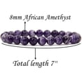 thumbnail image 2 of Natural African Amethyst Crystal Gemstone 8mm Round Beads Stretch Bracelet 7" Unisex, 2 of 5