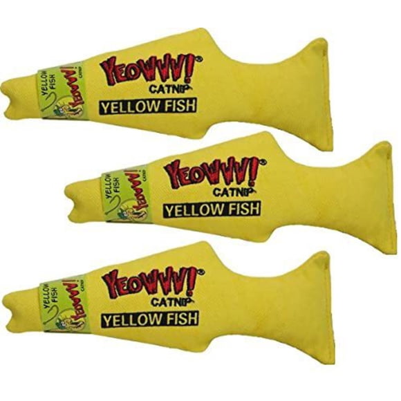 Yeowww! Jouets pour Chat Poisson Jaune, Lot de 3