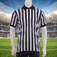 thumbnail image 4 of Court Uniform Striped Shape Short Sleeve V-neck Sweat Absorption Anti-Deformed Referee Wearing Polyester Fiber Sporting Goods Collared Referee Shirt for Sports, 4 of 7