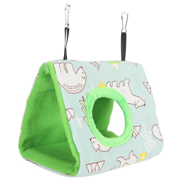 Pet Hammock, Washable Triangular Shape Pet Supplies Green Bottom Bird Hanging Bed Bird Hanging House For Bird Cage M Bear Pattern And Green Bottom