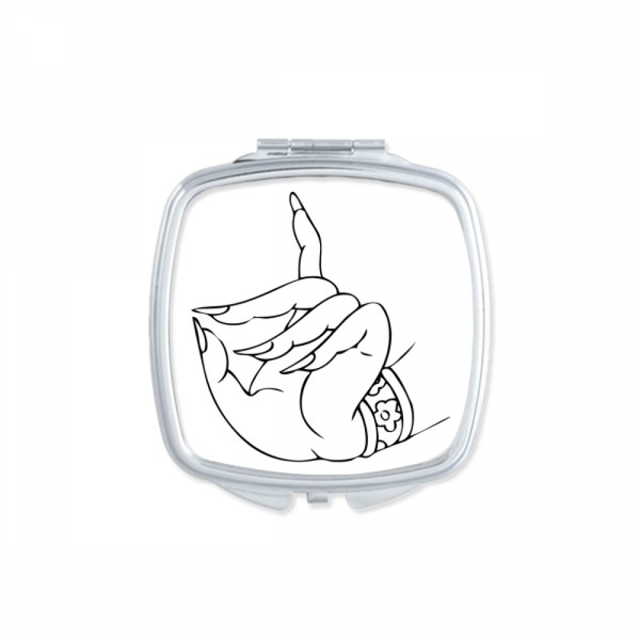 Modèle de Dessin à la Main Miroir Portable Poche Compacte Maquillage Double Face Verre