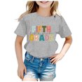 thumbnail image 2 of FhsagQ Hauts Filles Chemises Mode Enfants Rentrée des Classes Imprimé Col Rond Manches Courtes T-Shirt Décontracté Haut (12) Chemises de Noël pour Filles 10-12 Chemises Noires pour Filles Taille 8-10 Printemps Gris 6-7 Ans, 2 of 4