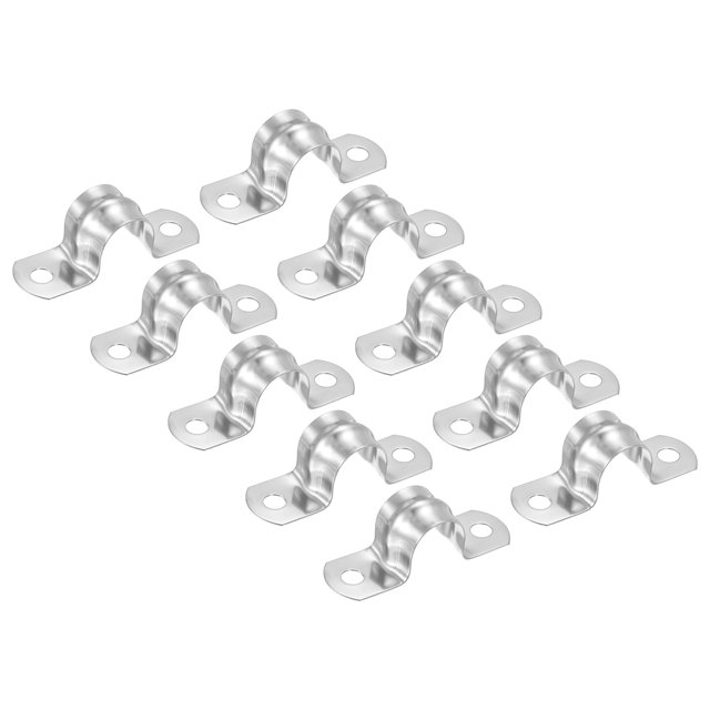 Unique Bargains 18mm Rigid Pipe Strap Clamp, 20 Pcs 304 Stainless Steel Two Hole U-shape Tube Clip