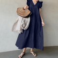 thumbnail image 2 of Tumotour Robe en Denim pour Femmes Été à Volants Sans Manches à Col en V Robe Longue en Jean Bleue Décontractée Ample Robe Maxi en Jean 2025, 2 of 7