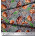 thumbnail image 3 of Soimoi Black polyester Crepe Fabric Apricot, polyester & Oaknut Fruits Print Sewing Fabric BTY 52 Inch Wide, 3 of 3