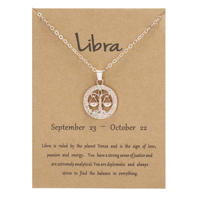 PVCS Twelve Constellation Pendant Elegant Gold Tone Chain Necklaces Letter Horoscope