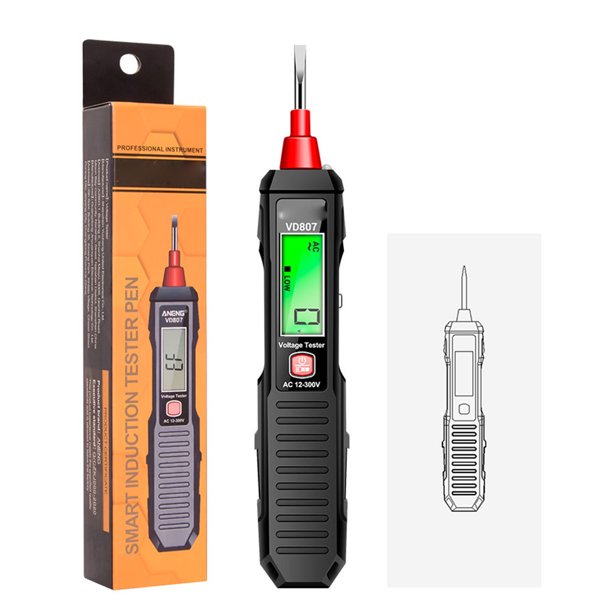 Stylo Testeur De Tension AC/DC 12~300V - Alarme Sonore Et Lumineuse, Avec Lampe Torche