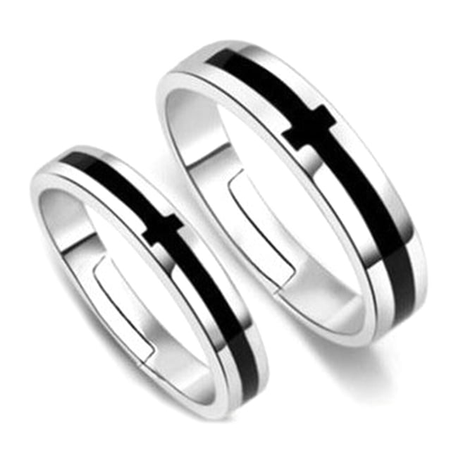 2Pcs/set Men Women Couples Rings Wedding Party Crystal Letters Letters ring Cuff Ring Love Matching Jewelry