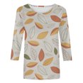 thumbnail image 4 of Pompotops T-shirt de Mode pour Femme Mi-Long Manches 3/4 Blouse Col Rond Hauts Décontractés Liquidation, 4 of 5