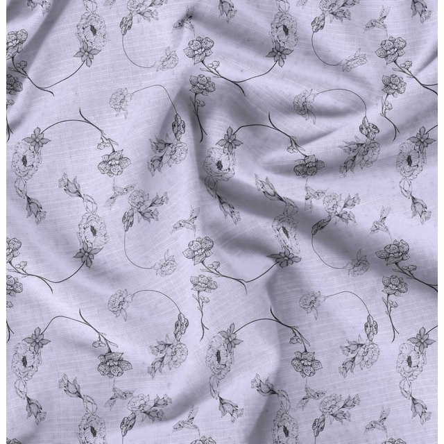 Soimoi Brown Poly Georgette Fabric Clover Floral Print Fabric by Yard 52 Inch Wide