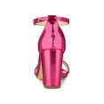 thumbnail image 2 of BLISSFUL STEP Women's Sandals Rhinestone Chunky Heel Ankle Strap Open Toe Party Shoes Hot Pink 8.5, 2 of 7