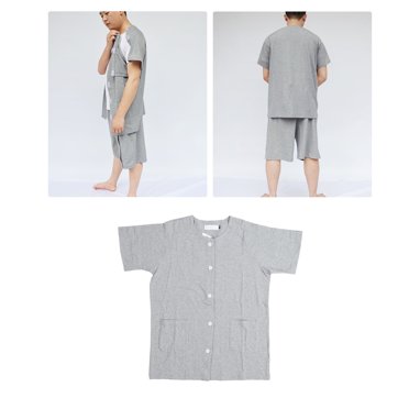 Shoulder Surgery Shirt Easy Put On Take Off Unisex Recovery Short Sleeve Light Grey