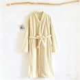 thumbnail image 4 of HAiming Robe en Molleton Duveteuse Rayée d'Hiver Chaude à Manches Longues à Col en V Douce et Confortable avec Ceinture à la Taille, 4 of 4