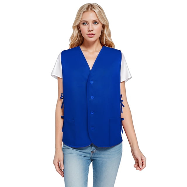 TOPTIE Volunteer Apron Vest Two Pockets Supermarket Cobbler Vest-Blue-XL