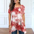 thumbnail image 2 of Hauts d'Été pour Femmes 2023 Coupe Ample Col Rond Manches Courtes T-Shirts T-Shirts Graphiques Étoiles et Rayures Blouses Décontractées et Confortables, 2 of 5