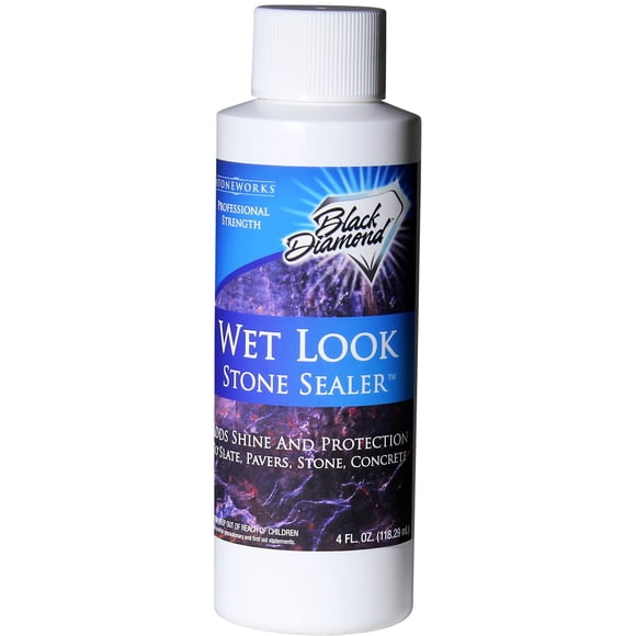 Black Diamond Stoneworks Wet Look Natural Stone Sealer Provides Durable Gloss and Protection to: Pavers, Slate, Concrete, Sandstone, Driveways, Garage Floors. Interior or Exterior. (Trial)