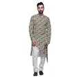 thumbnail image 1 of Atasi Indian Asymmetric Party Wear Kurta With White Churidar Pajama Set For Men, 1 of 3