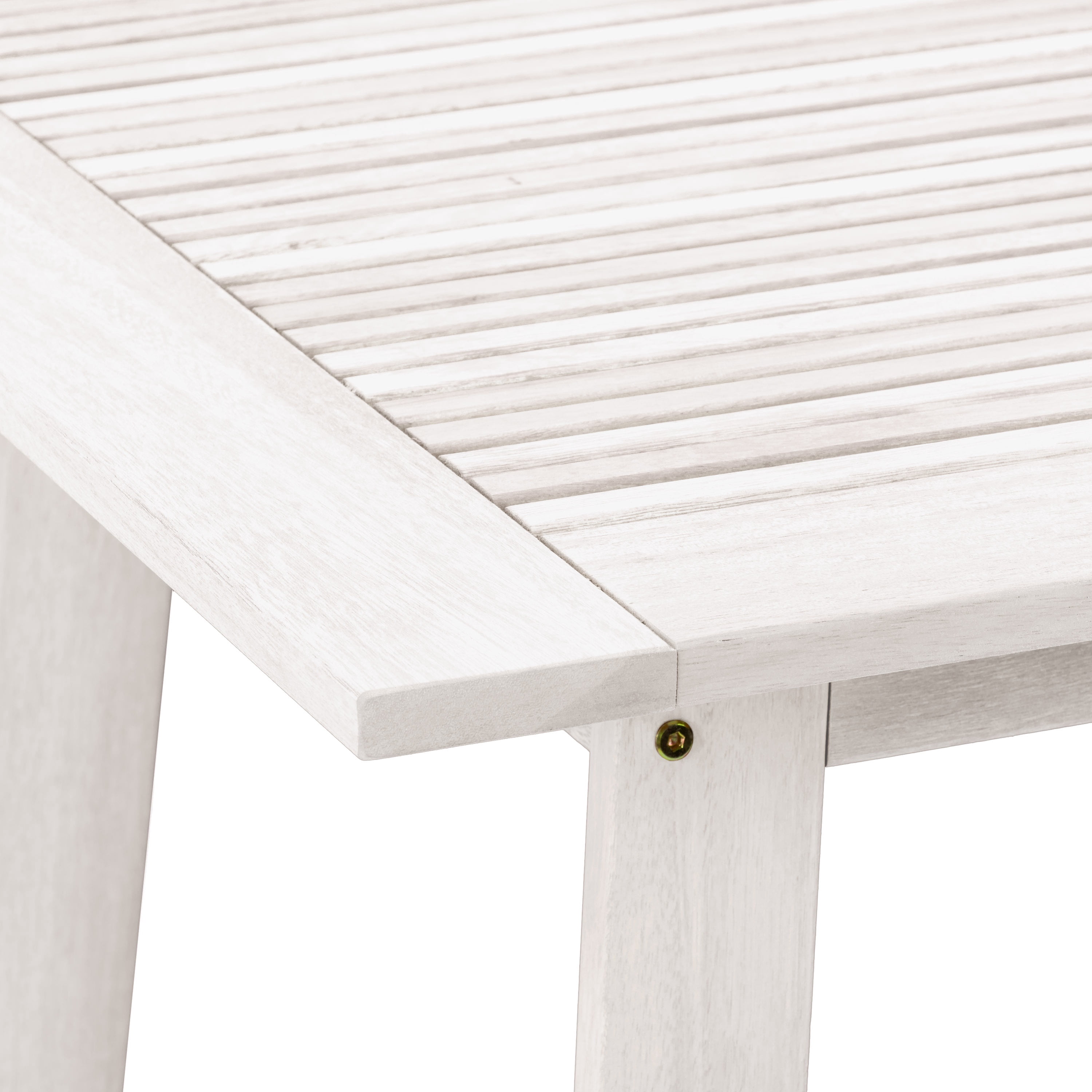 Table de bar carrée d'extérieur CorLiving Miramar en bois massif avec plateau à lattes, blanche