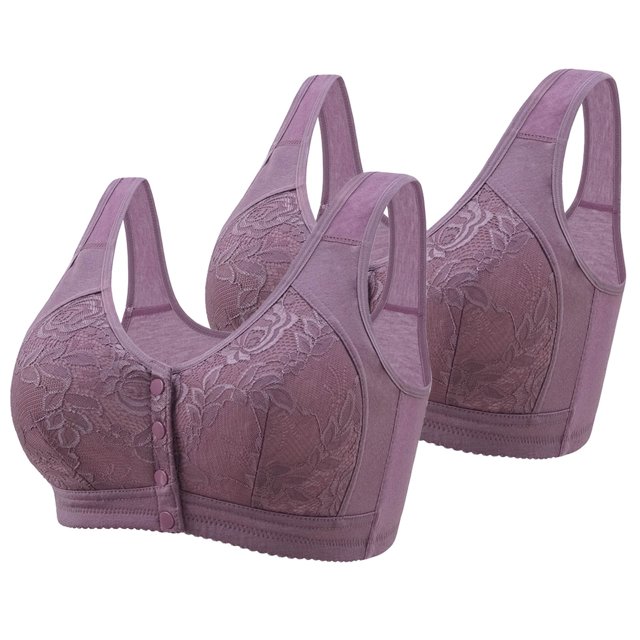 Wancir Bras for Women 2025 New Woman's Embroidery Front Button Large Size Underwear Bra without Steel Rim