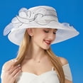 thumbnail image 4 of Women's Solid Color Big Flower Shade English Lady Elegant Temperament Sun Hat, 4 of 4