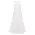 thumbnail image 3 of Sxiwei Robe pour Demoiselles d'Honneur Enfants en Mousseline Sans Manches en Dentelle Florale Longue Robe de Mariage Maxi Robe de Bal Blanche 12, 3 of 7