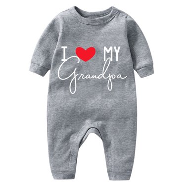 Virmaxy (3 months-18 months) Summer Baby Letter Print Romper Baby Lightweight Breathable Long Sleeve Wrap Around Clothes Newborn Cotton Short Climbing Hamper Gray-1 3 Months