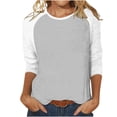 thumbnail image 1 of FNFYFH Chandails Raglan pour Femmes Chic Manches 3/4 T-Shirt de Baseball Tunique Col Ras du Cou T-Shirt à Blocs de Couleur Été Tendance Manches 3/4 Hauts Mignons Décontractés Coupe Ample Haut Respirant Prime Day Liquidation, 1 of 3