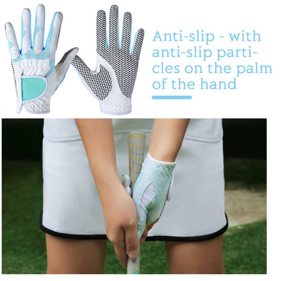 maskred 1 Paire pour Gants de Golf Femmes Antidérapant Microfibre Élastique Respirant Mitaine Blanc Bleu Taille 18