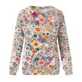 thumbnail image 4 of KIHOUT Chandails Molletonnés pour Femmes en Liquidation, Hauts Blouse à Manches Longues d'Automne et d'Hiver à Col Rond à Imprimé Floral, Coupe Ample, Taille P-2TG, 4 of 5