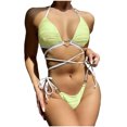 thumbnail image 1 of Qertyioot Bikini Bandeau Bandage pour Femmes Ensemble Amour à Cordon, 1 of 6
