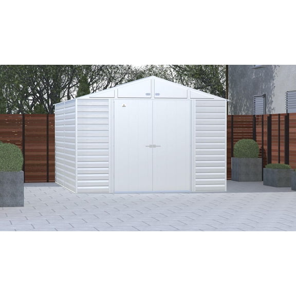 Arrow Select Steel Storage Shed Steel Storage Shed, 10x12, Flute Grey