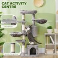 thumbnail image 4 of PawHut Arbre à Chat Tour 52,5 Pouces avec Lit, Condos pour Chats, Hamacs, Gris, 4 of 10