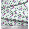 thumbnail image 2 of Soimoi Rayon Fabric Leaves & Periwinkle Floral Print Sewing Fabric Yard 42 Inch Wide, 2 of 3