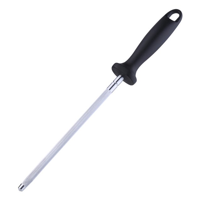 KAKOWELY 33CM Carbon Steel Handheld Sharpener Professional Sharpening Steel Easy to Use Sharpening Rod for Home Kitchen or Restaurant,12.4"X0.31"X0.31"