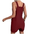 thumbnail image 4 of Womens One Piece Jumpsuits Short Summer Casual Button Shorts Button Overalls for Women Red, 4 of 5
