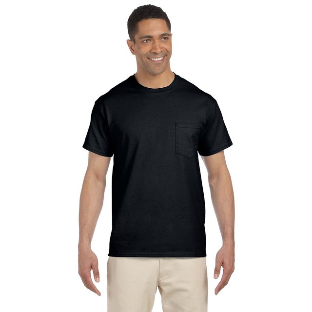 Gildan T-Shirt Adulte Ultra Coton oz avec Poche Noir 2TG