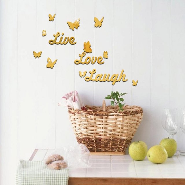 TIMIFIS Wall Stickers Live Laugh Love Quote Removable Wall Art Stickers Mirror Decal DIY Room Decor C Fall Decorations For Home - Fall