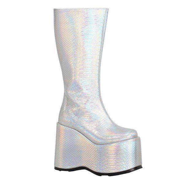 Bottes Galactiques Holographiques Argentées pour Femmes