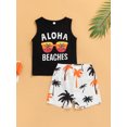 thumbnail image 2 of Honganda Boy Breeches Suit Letter Glasses Vest Tops + Tree Printed Soft Shorts, 2 of 8