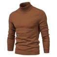 thumbnail image 1 of Chandails pour Hommes Automne 2024 Chandail Uni à Col Montant Chandail à Manches Longues Ample Chandail de Base Hauts Chandail Col Roulé Chandail Col Rond Chandails pour Hommes P-106 Café TTG, 1 of 5