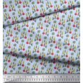thumbnail image 2 of Soimoi Japan Crepe Satin Fabric Text,Tree & Owl Cartoon Print Fabric by The Yard 42 Inch Wide, 2 of 3