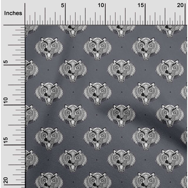 oneOone Cotton Silk Fabric Animal Face Block Print Fabric By Yard 42 Inch Wide